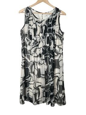 Max & Cleo Black and Cream Abstract Sleeveless Shift Dress size small S B92
